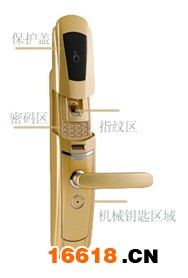 密碼鍵盤，指紋感應讀頭，機械鑰匙孔